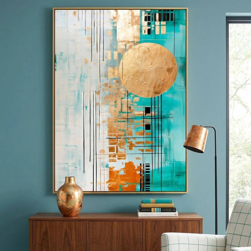 Modern Abstract Blue Gold – Image 2