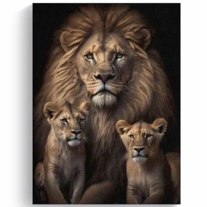 Portrait de famille de lions