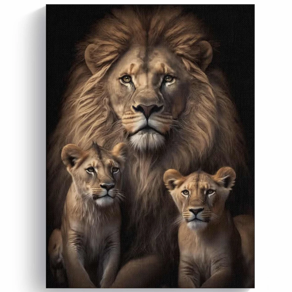 Portrait de famille de lions