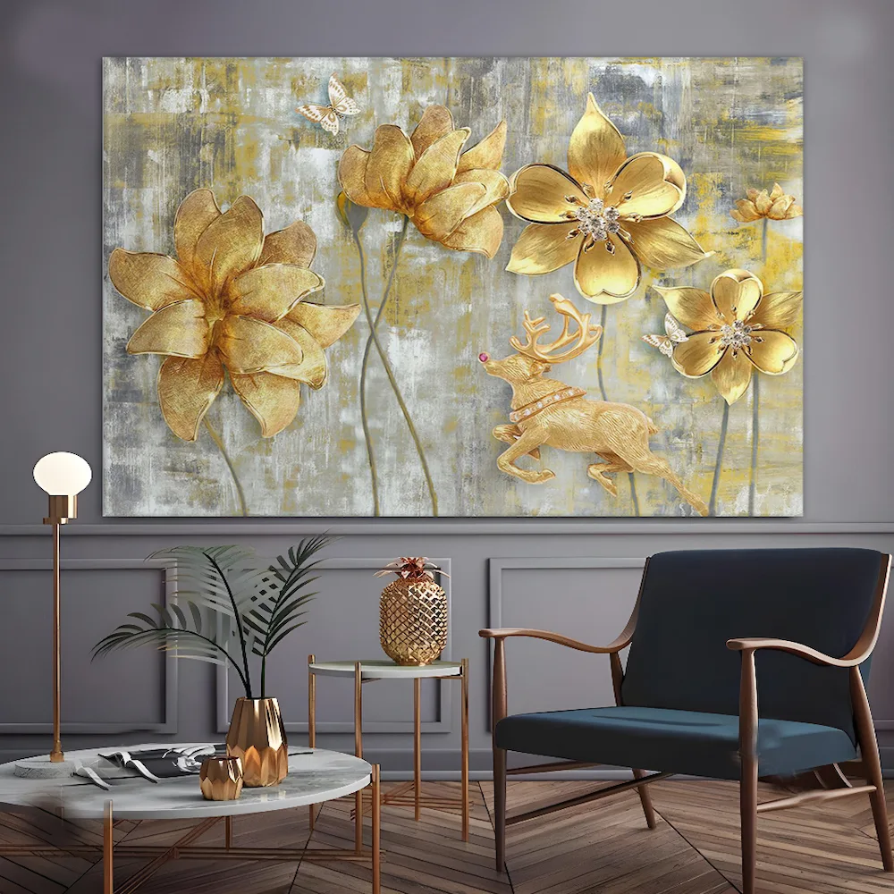 Tableau décoratif – golden abstract floral – Image 2