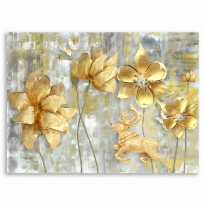 Tableau décoratif – golden abstract floral