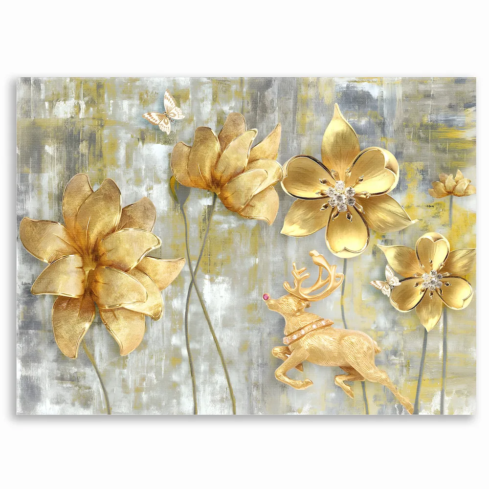Tableau décoratif – golden abstract floral